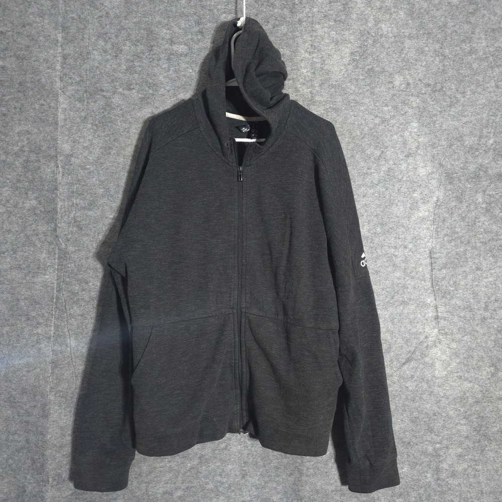 Adidas ZNE Full Zip Hoodie Mens XL Gray Sport Gameday Knit Jacket RN88387